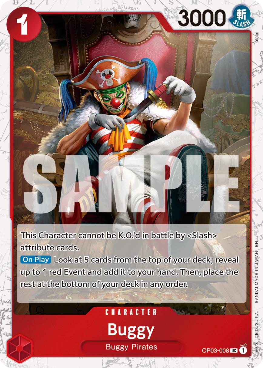 Buggy - OP03-008 OP03-008, the UC printing from OP-03 of the One Piece Card Game