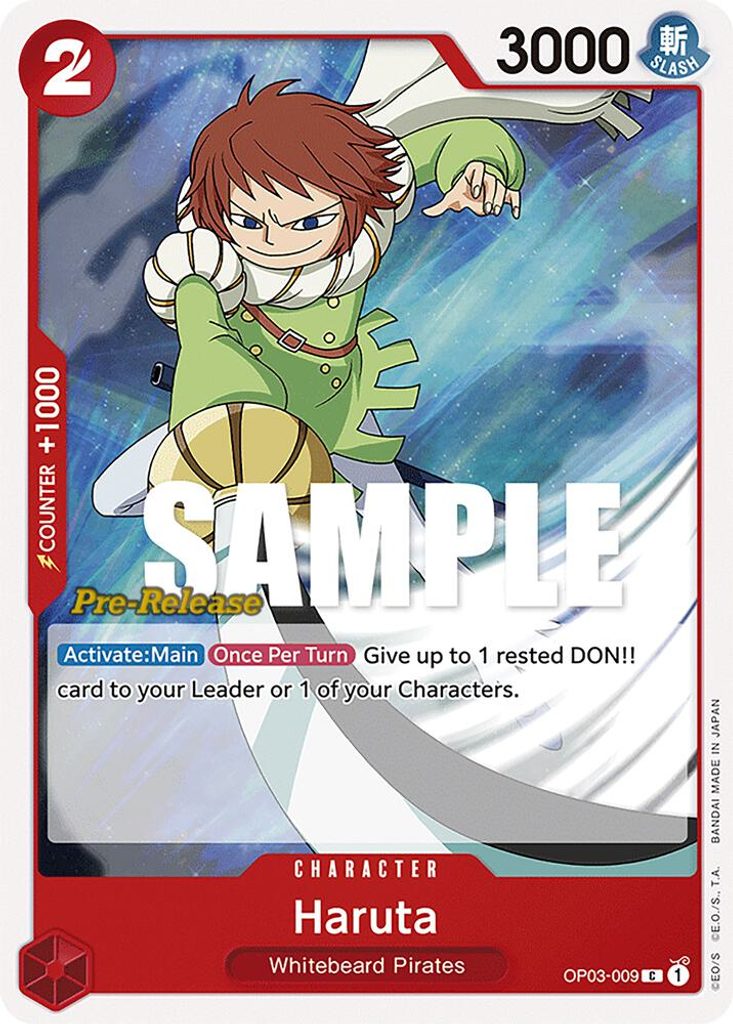 Haruta OP03-009, the C printing from OP-03 of the One Piece Card Game