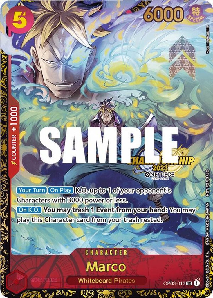 Marco OP03-013, the SR printing from OP-03 of the One Piece Card Game
