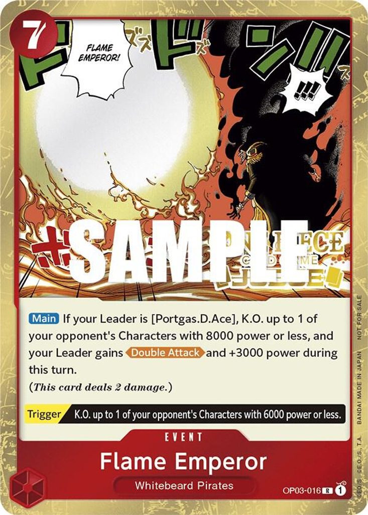 Flame Emperor OP03-016, the R printing from OP-03 of the One Piece Card Game