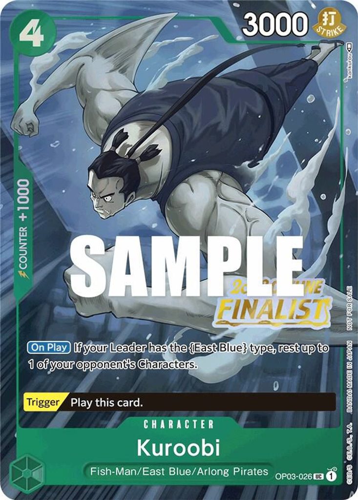 Kuroobi OP03-026, the UC printing from OP-03 of the One Piece Card Game