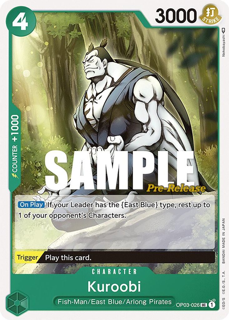 Kuroobi OP03-026, the UC printing from OP-03 of the One Piece Card Game