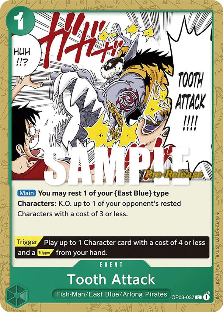Tooth Attack OP03-037, the C printing from OP-03 of the One Piece Card Game