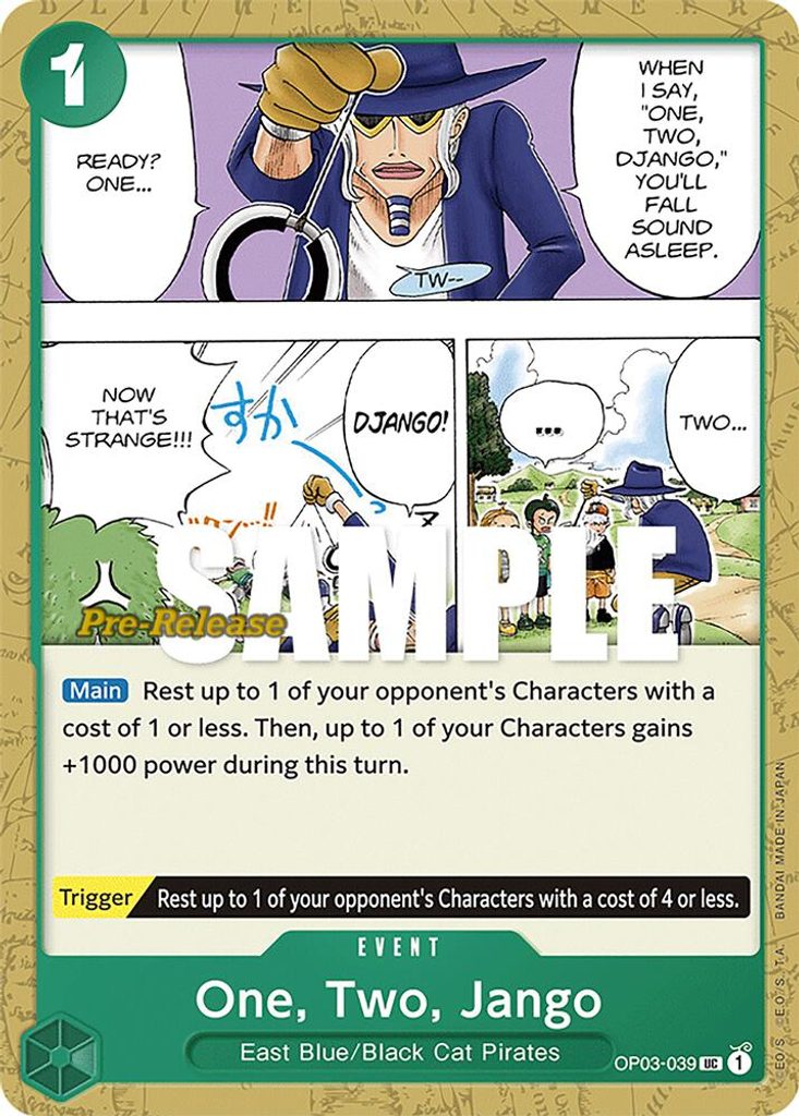 One, Two, Jango OP03-039, the UC printing from OP-03 of the One Piece Card Game