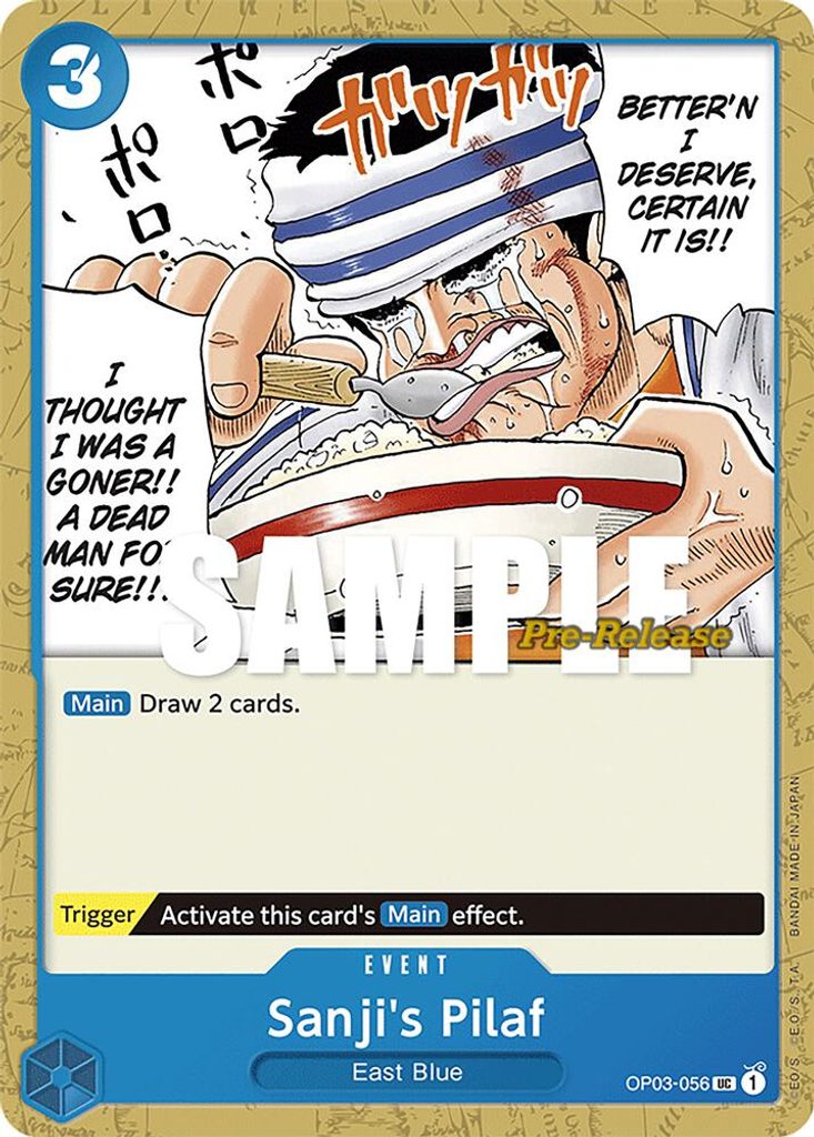 Sanji's Pilaf OP03-056, the UC printing from OP-03 of the One Piece Card Game
