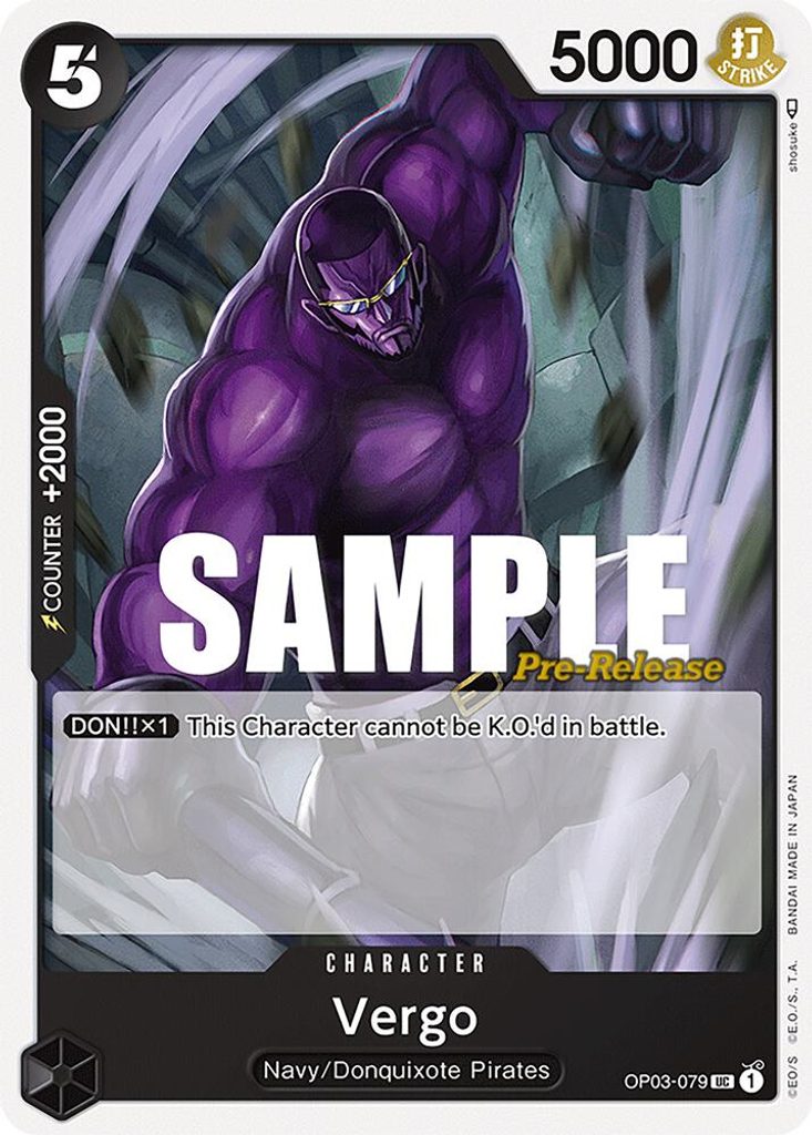 Vergo OP03-079, the UC printing from OP-03 of the One Piece Card Game