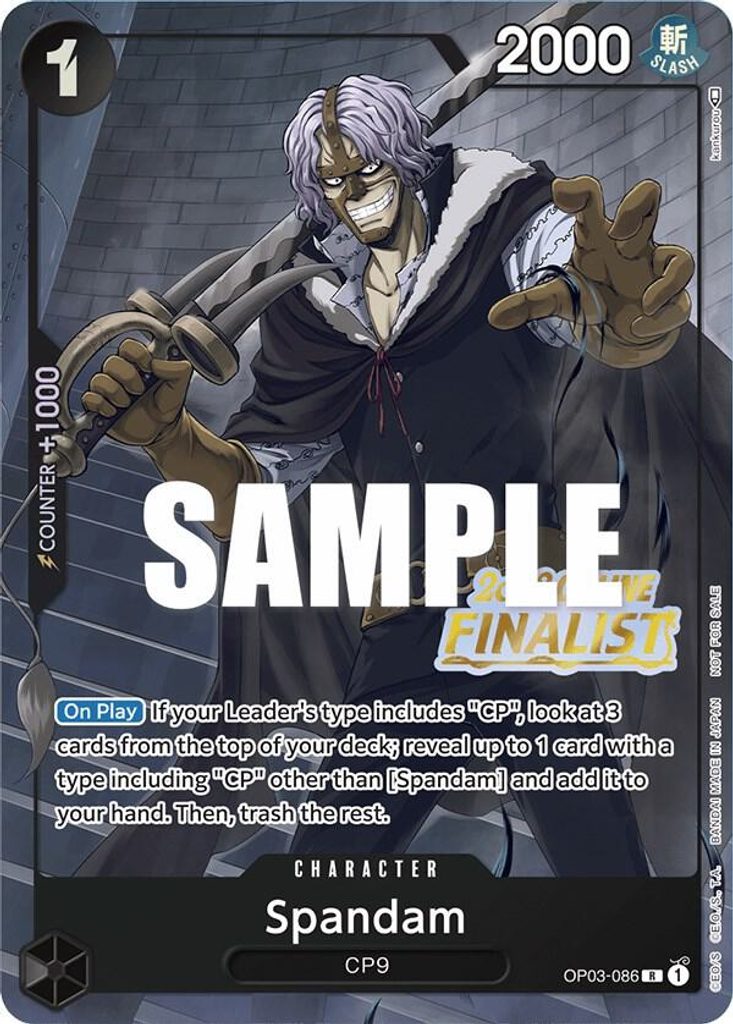 Spandam OP03-086, the R printing from OP-03 of the One Piece Card Game
