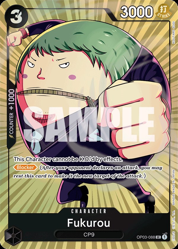 Fukurou OP03-088, the UC printing from OP-03 of the One Piece Card Game