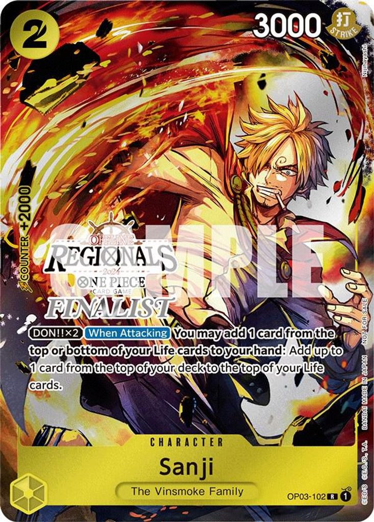 Sanji OP03-102, the R printing from OP-03 of the One Piece Card Game