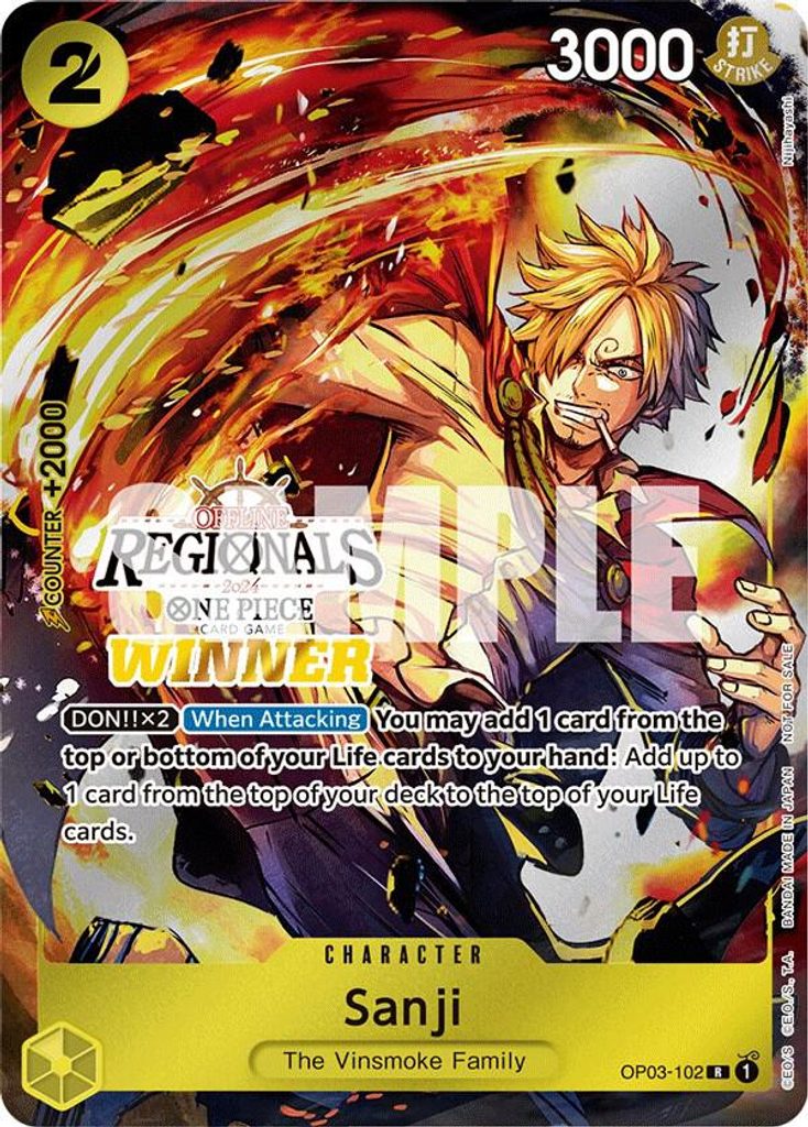 Sanji OP03-102, the R printing from OP-03 of the One Piece Card Game