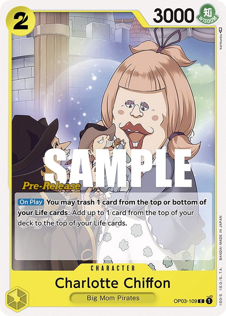 Charlotte Chiffon OP03-109, the C printing from OP-03 of the One Piece Card Game