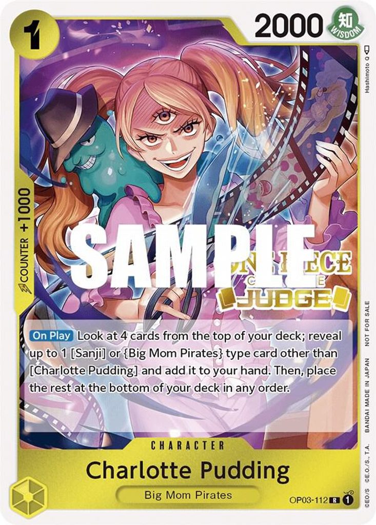 Charlotte Pudding OP03-112, the R printing from OP-03 of the One Piece Card Game