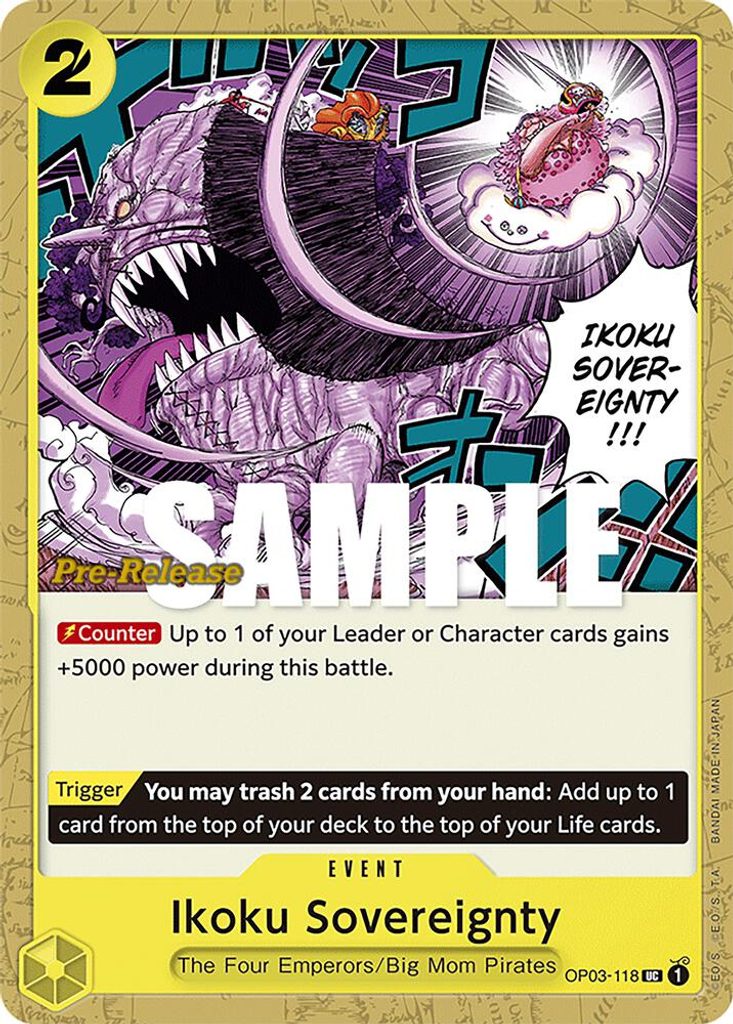 Ikoku Sovereignty OP03-118, the UC printing from OP-03 of the One Piece Card Game