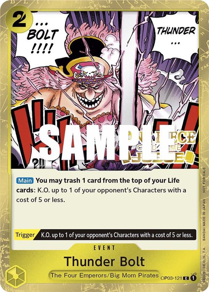 Thunder Bolt OP03-121, the C printing from OP-03 of the One Piece Card Game