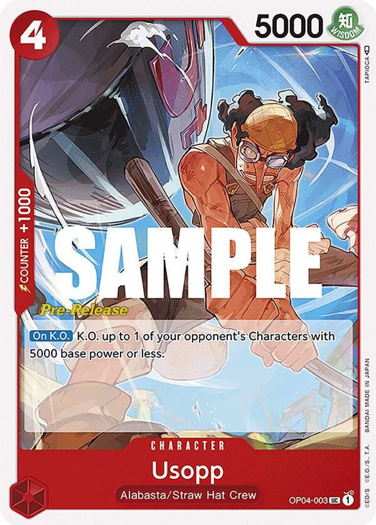 Usopp OP04-003, the UC printing from OP-04 of the One Piece Card Game