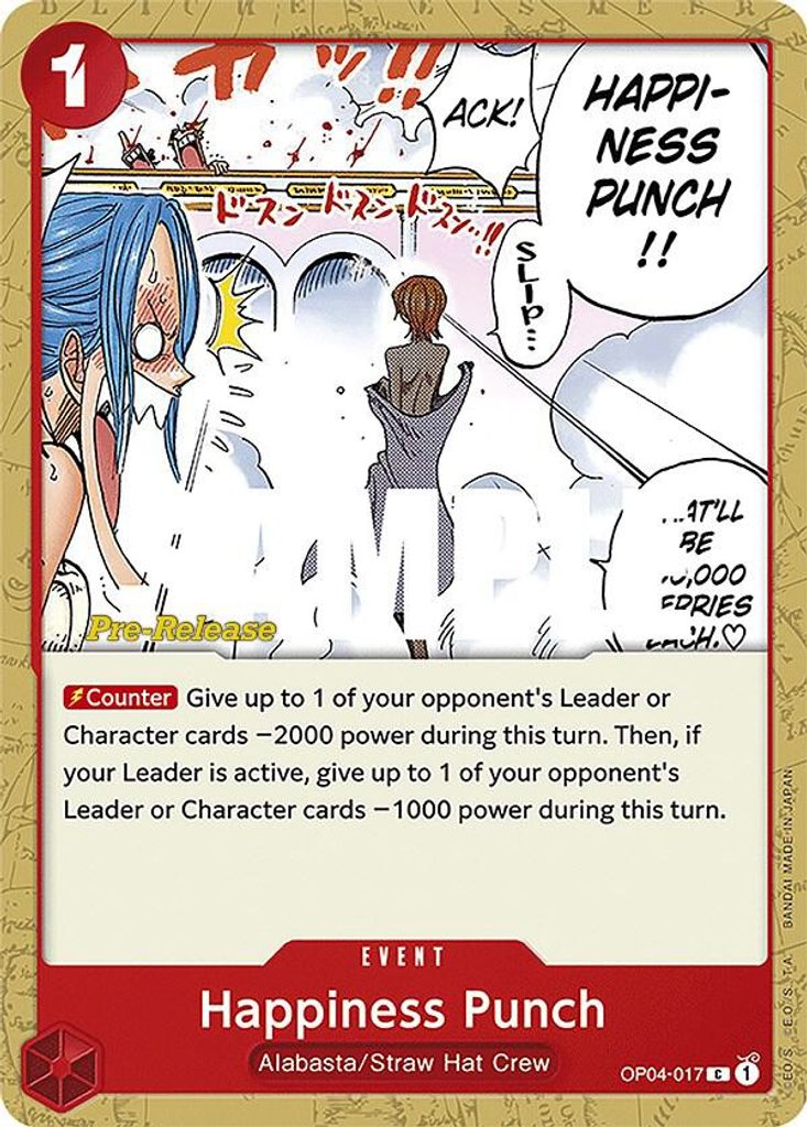 Happiness Punch OP04-017, the C printing from OP-04 of the One Piece Card Game