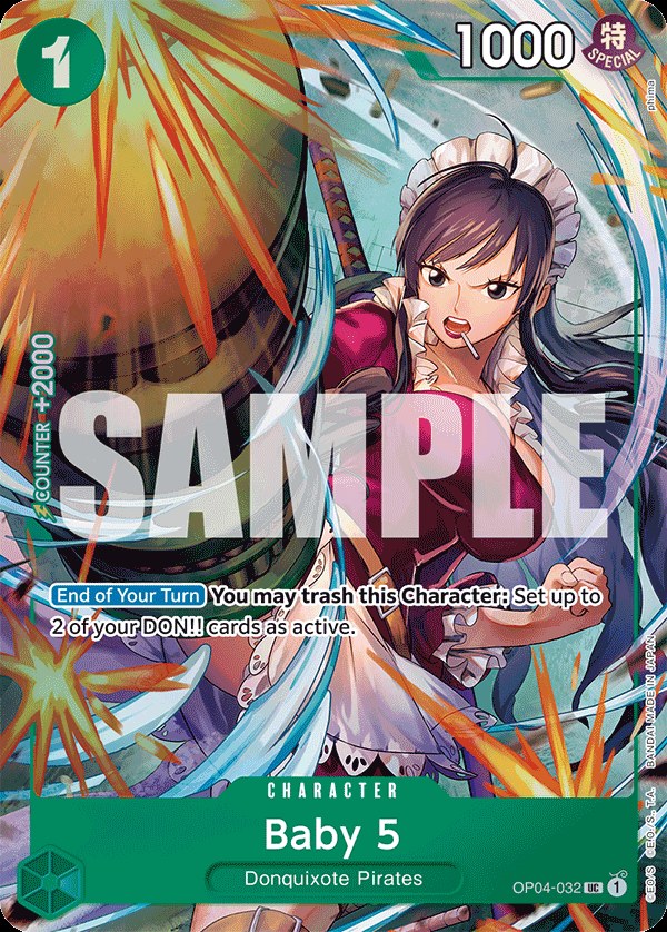 Baby 5 OP04-032, the UC printing from OP-04 of the One Piece Card Game