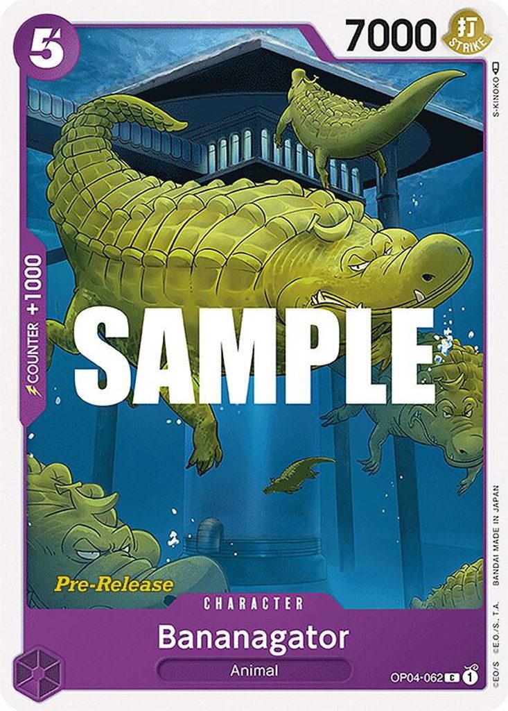 Bananagator OP04-062, the C printing from OP-04 of the One Piece Card Game