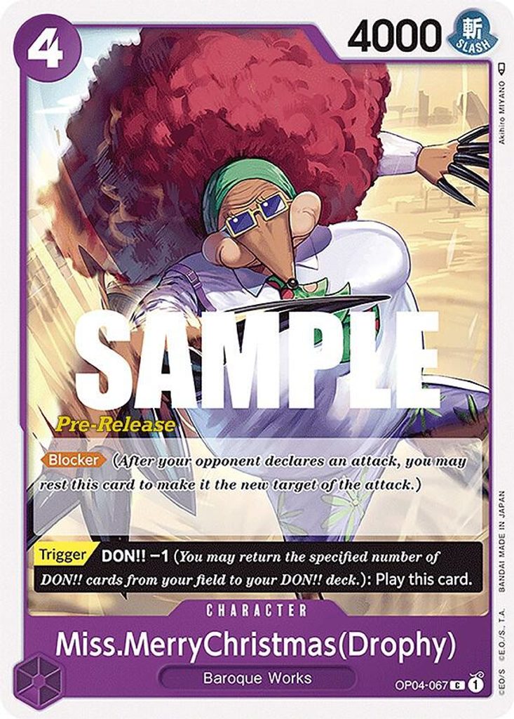 Miss.MerryChristmas Drophy OP04-067, the C printing from OP-04 of the One Piece Card Game