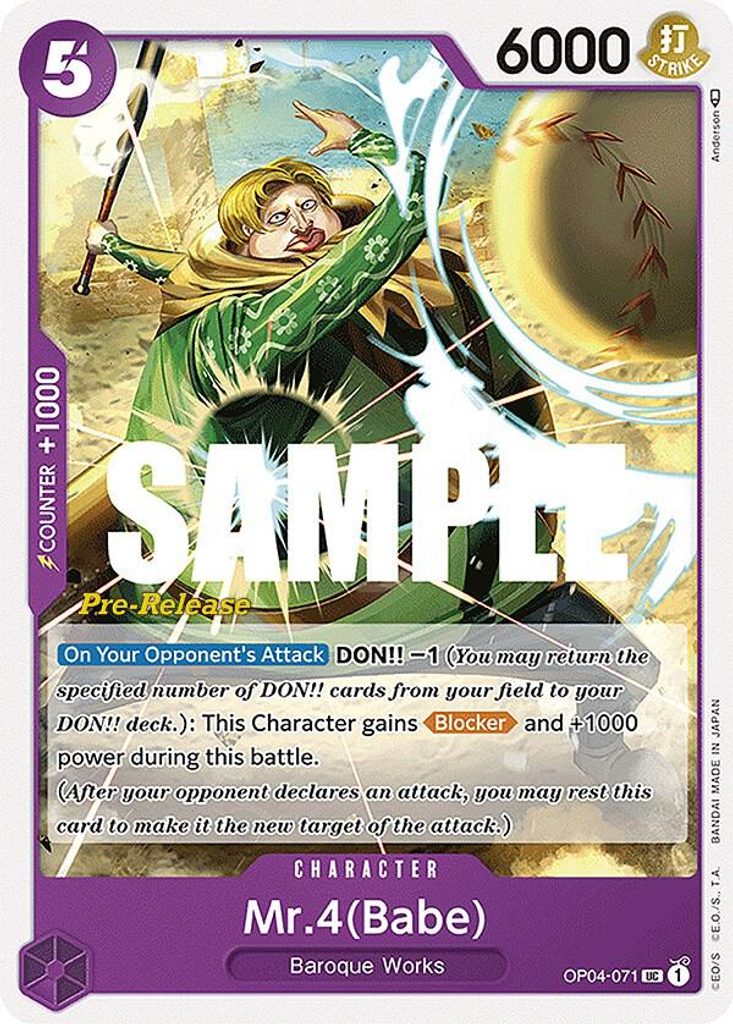 Mr.4 Babe OP04-071, the UC printing from OP-04 of the One Piece Card Game