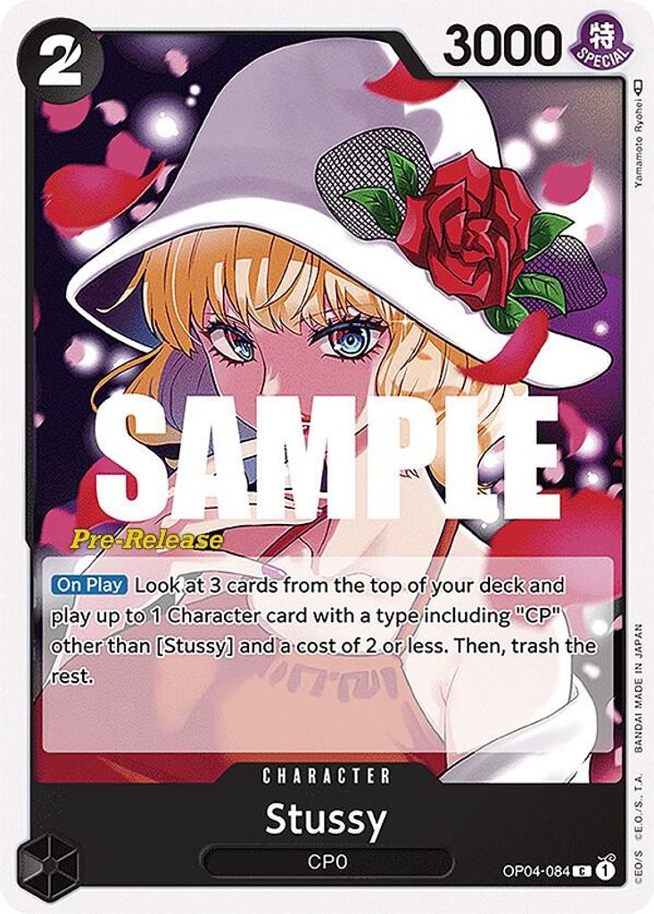 Stussy OP04-084, the C printing from OP-04 of the One Piece Card Game