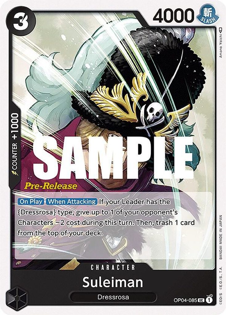 Suleiman OP04-085, the UC printing from OP-04 of the One Piece Card Game