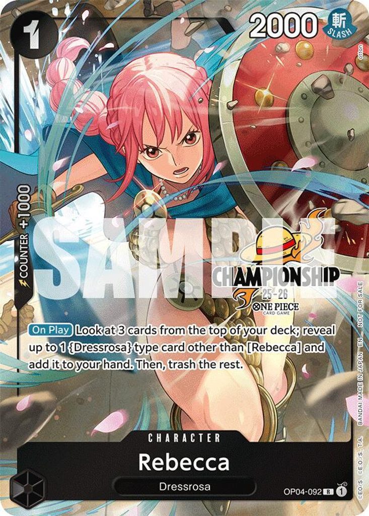 Rebecca OP04-092, the R printing from OP-04 of the One Piece Card Game