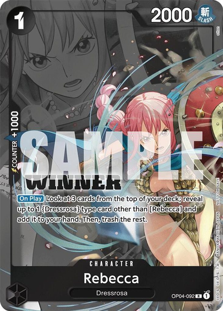 Rebecca OP04-092, the R printing from OP-04 of the One Piece Card Game