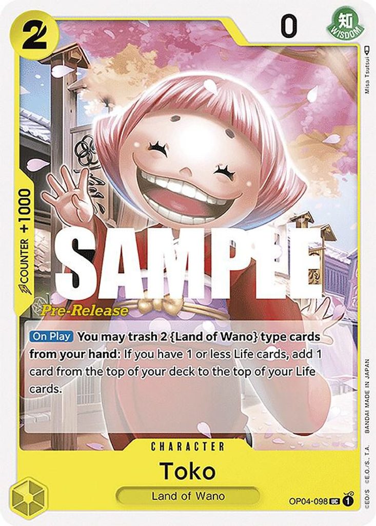 Toko OP04-098, the UC printing from OP-04 of the One Piece Card Game