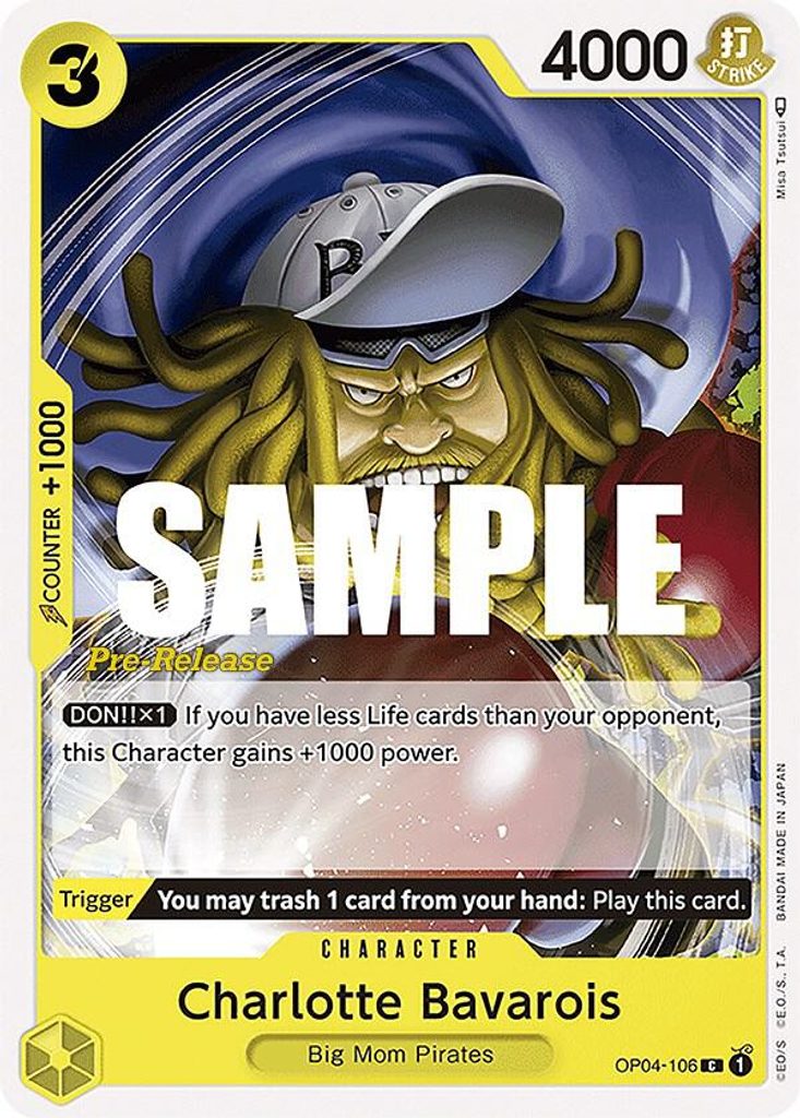 Charlotte Bavarois OP04-106, the C printing from OP-04 of the One Piece Card Game