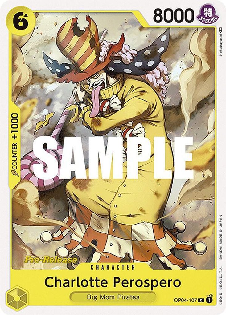 Charlotte Perospero OP04-107, the C printing from OP-04 of the One Piece Card Game