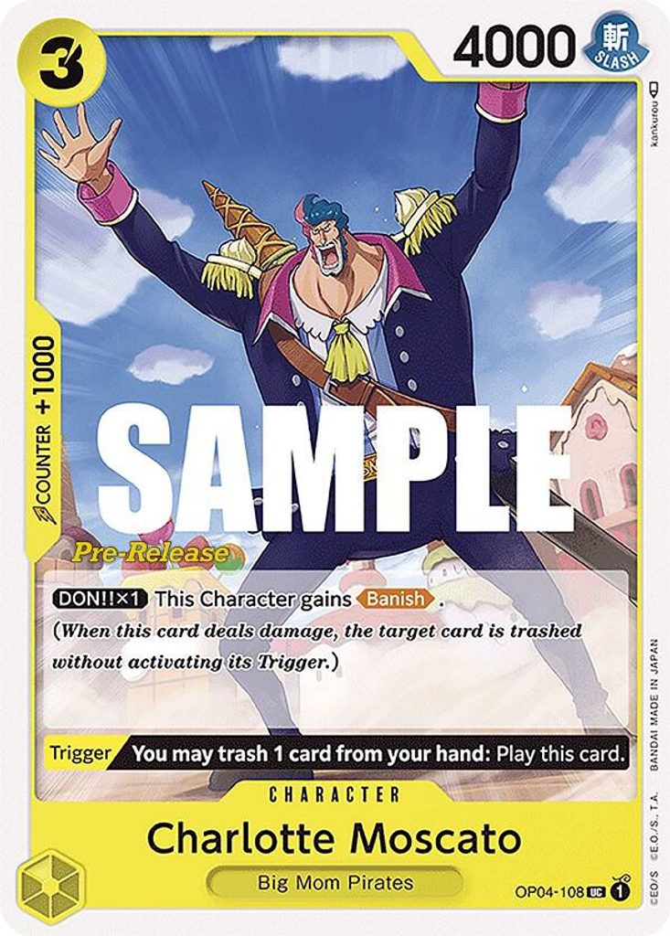 Charlotte Moscato OP04-108, the UC printing from OP-04 of the One Piece Card Game