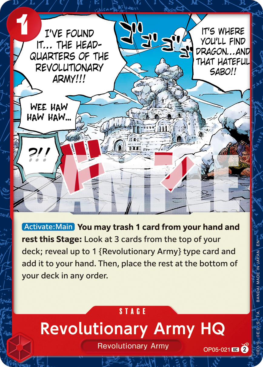 Revolutionary Army HQ OP05-021, the UC printing from OP-05 of the One Piece Card Game