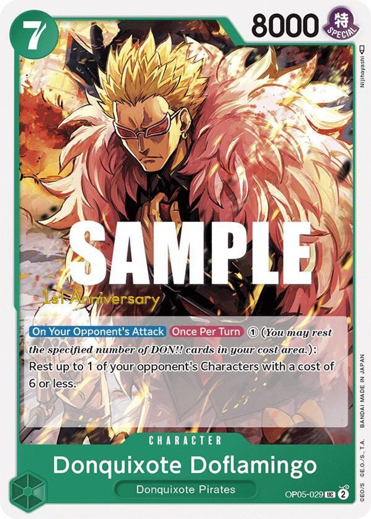 Donquixote Doflamingo OP05-029, the UC printing from OP-05 of the One Piece Card Game