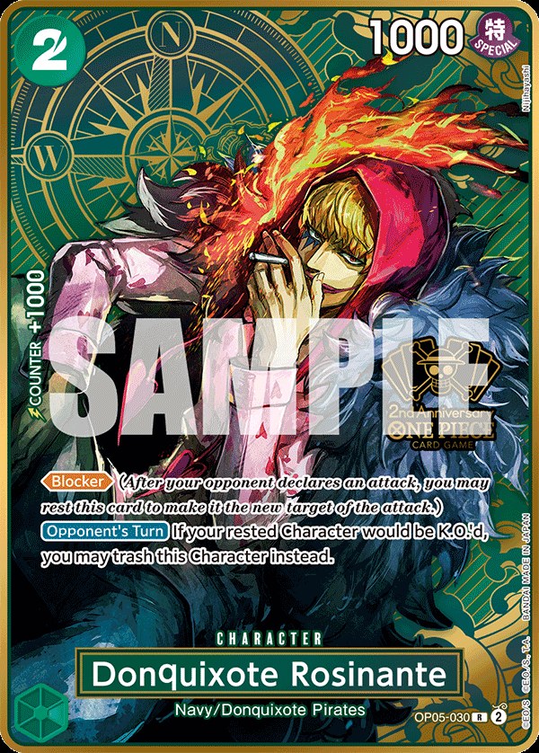 Donquixote Rosinante OP05-030, the R printing from OP-05 of the One Piece Card Game