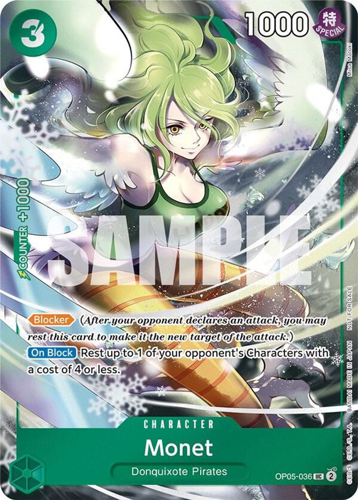 Monet OP05-036, the UC printing from OP-05 of the One Piece Card Game