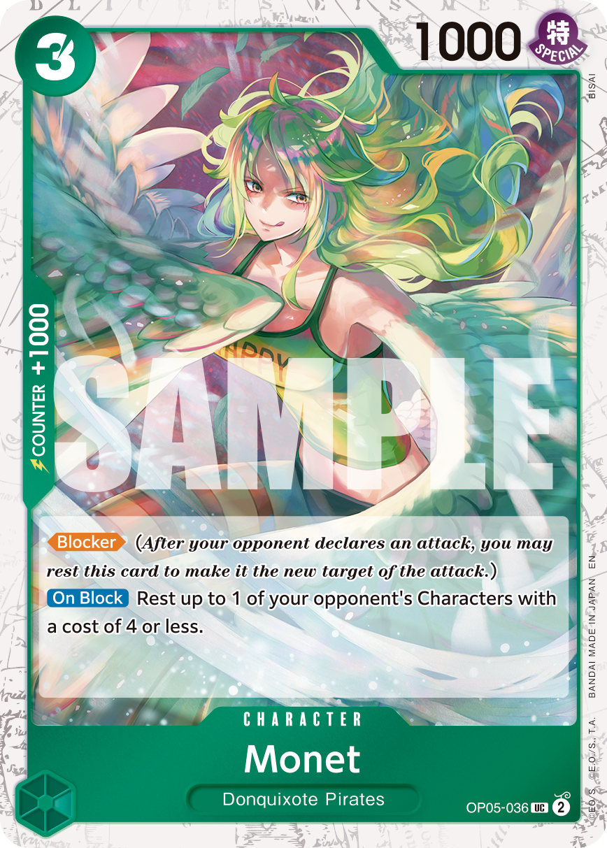 Monet OP05-036, the UC printing from OP-05 of the One Piece Card Game