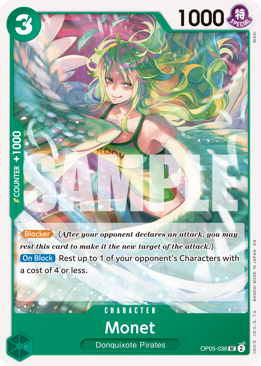 Monet OP05-036, the UC printing from OP-05 of the One Piece Card Game