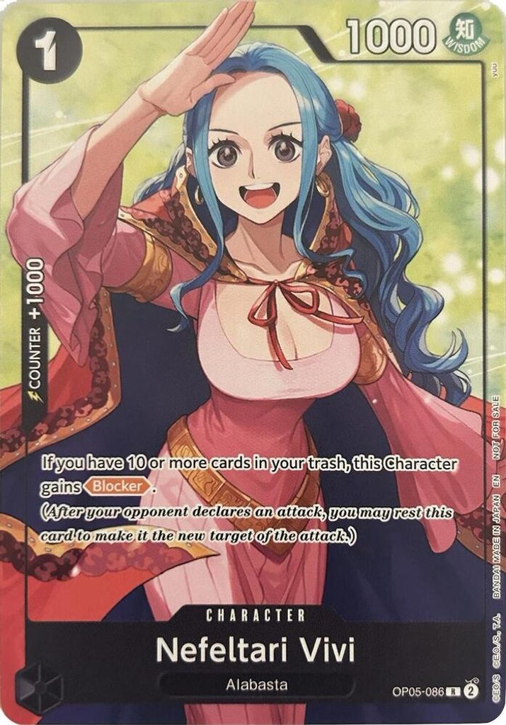 Nefeltari Vivi OP05-086, the R printing from OP-05 of the One Piece Card Game