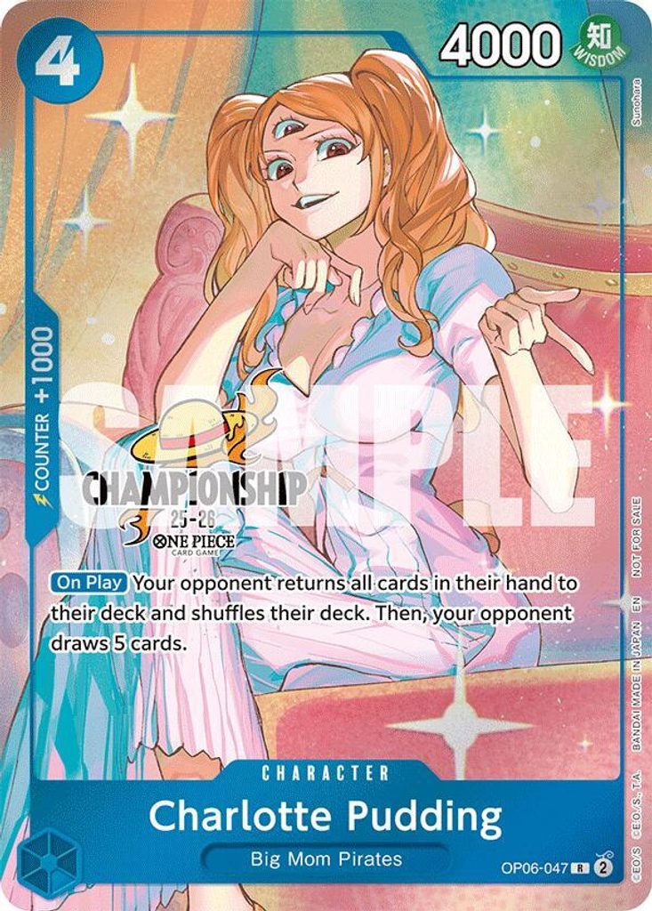 Charlotte Pudding OP06-047, the R printing from OP-06 of the One Piece Card Game