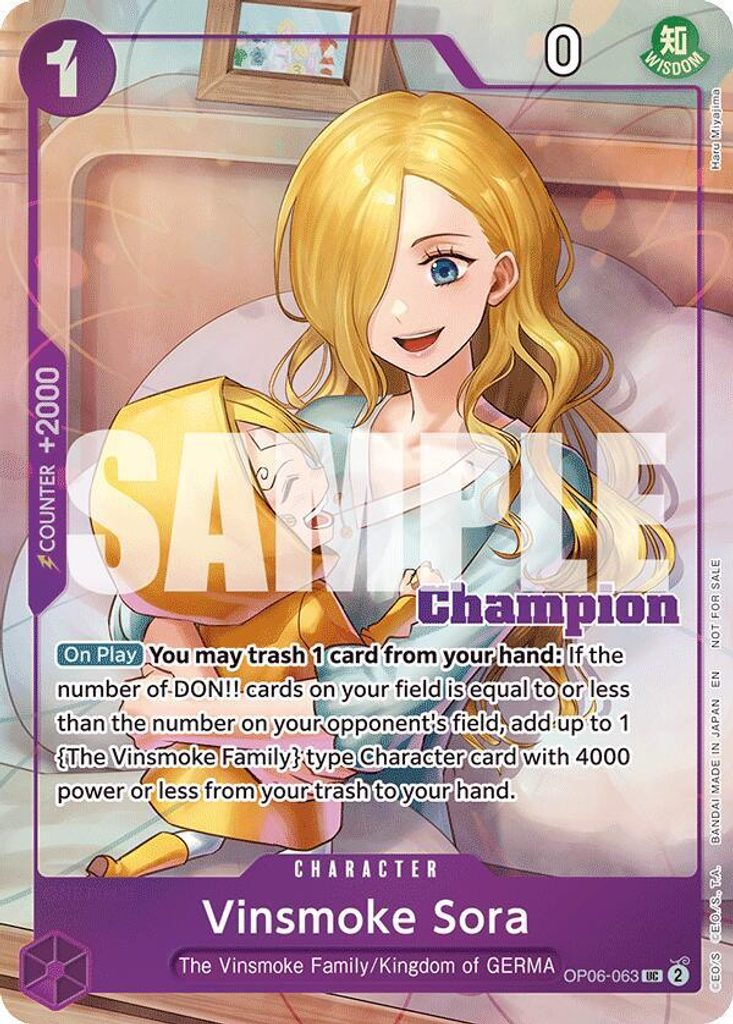 Vinsmoke Sora OP06-063, the UC printing from OP-06 of the One Piece Card Game