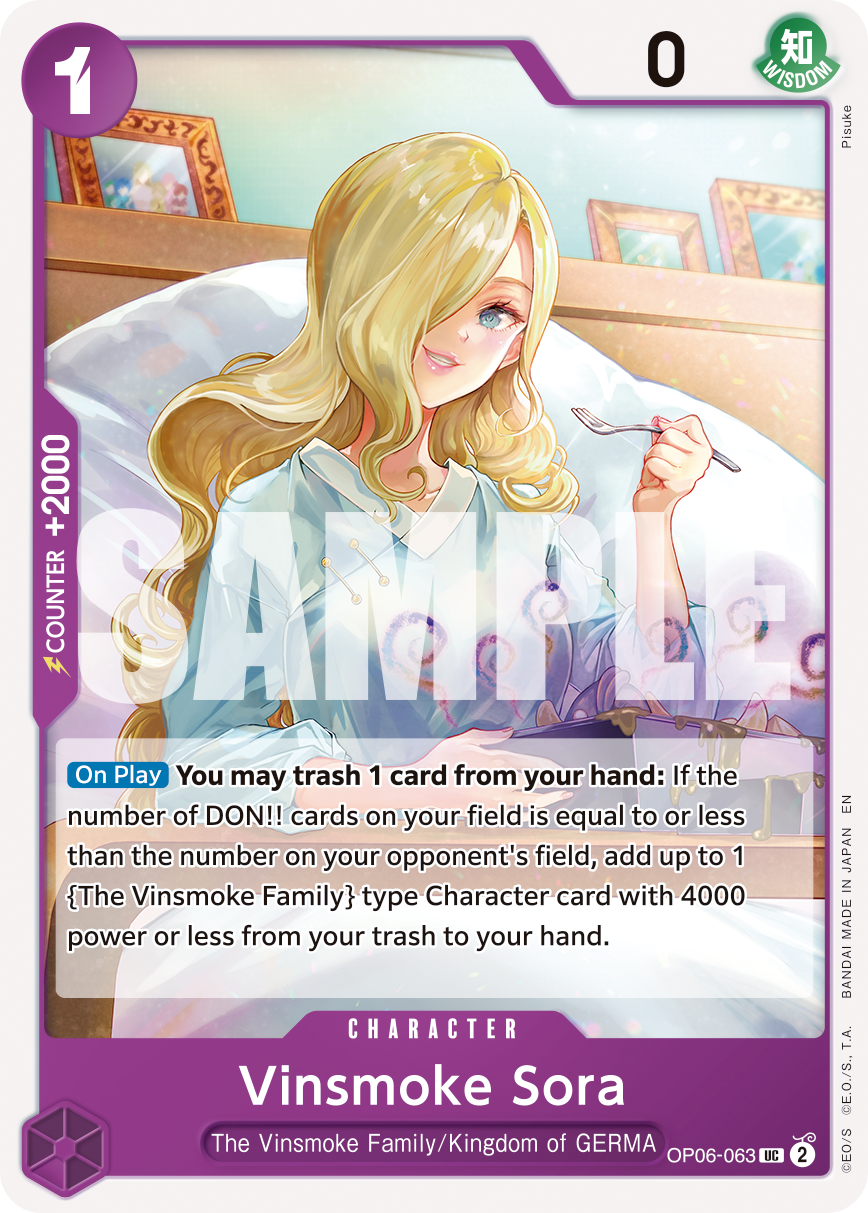Vinsmoke Sora OP06-063, the UC printing from OP-06 of the One Piece Card Game