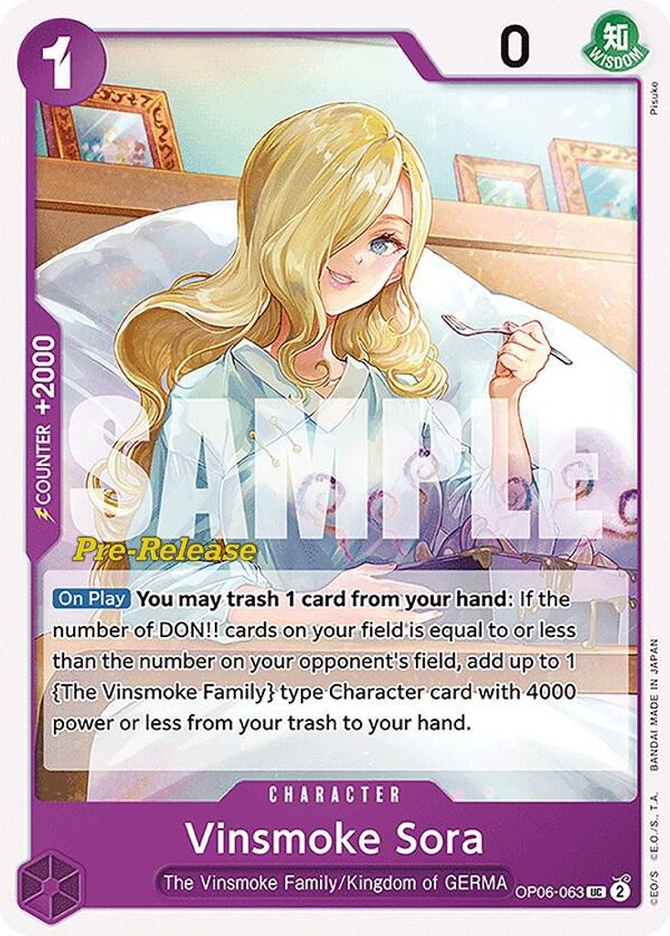 Vinsmoke Sora OP06-063, the UC printing from OP-06 of the One Piece Card Game