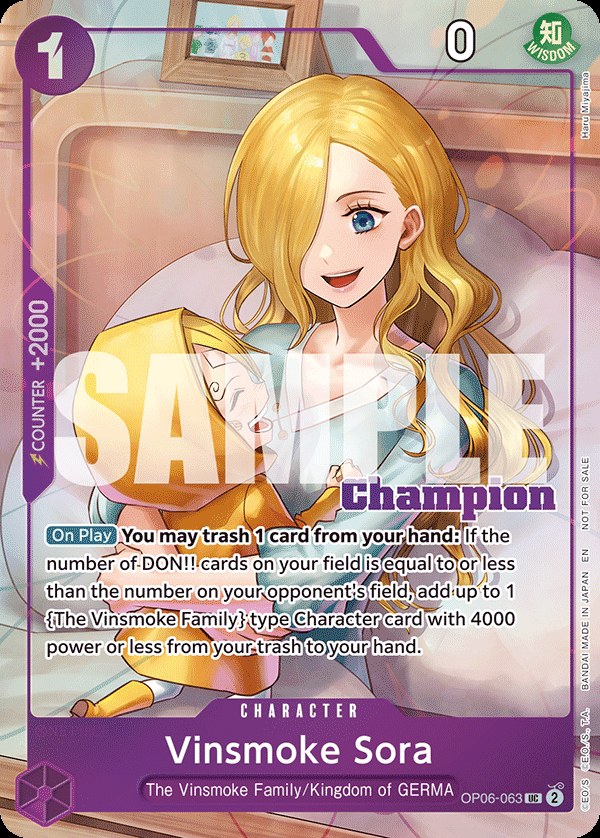 Vinsmoke Sora OP06-063, the UC printing from OP-06 of the One Piece Card Game