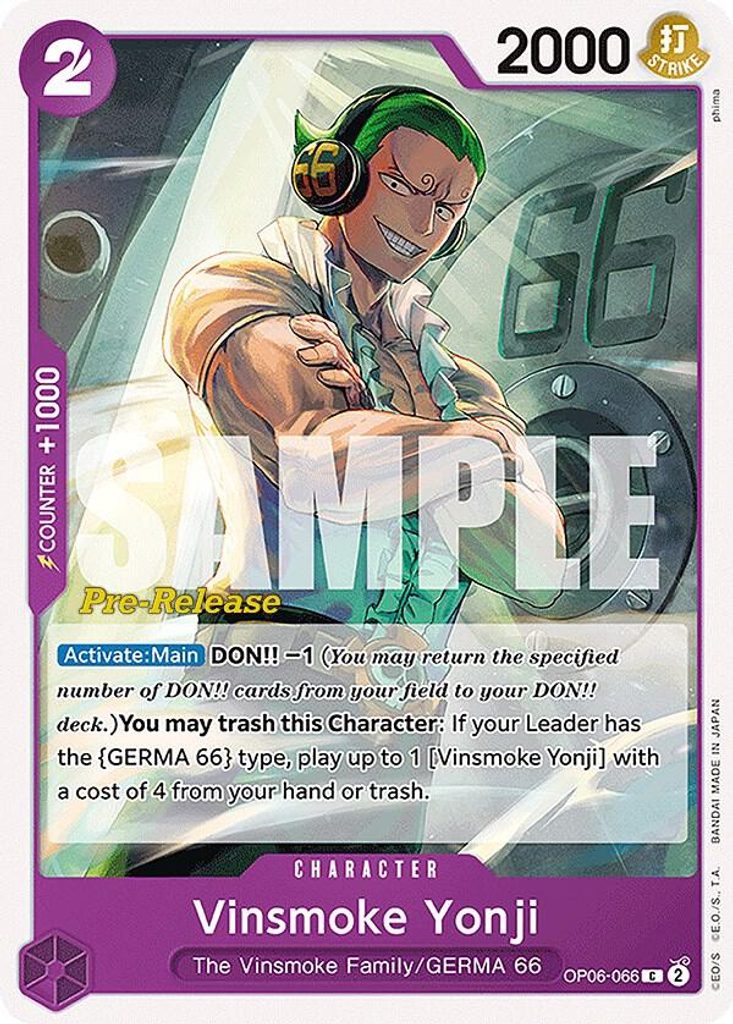 Vinsmoke Yonji OP06-066, the C printing from OP-06 of the One Piece Card Game