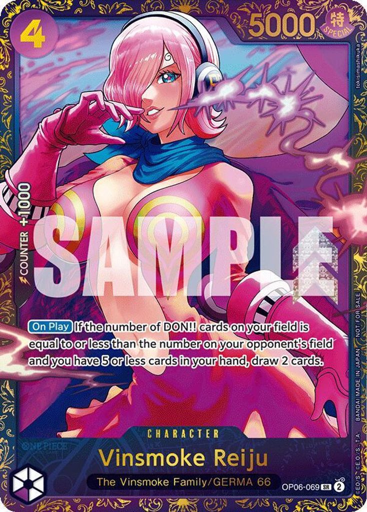 Vinsmoke Reiju OP06-069, the SR printing from OP-06 of the One Piece Card Game