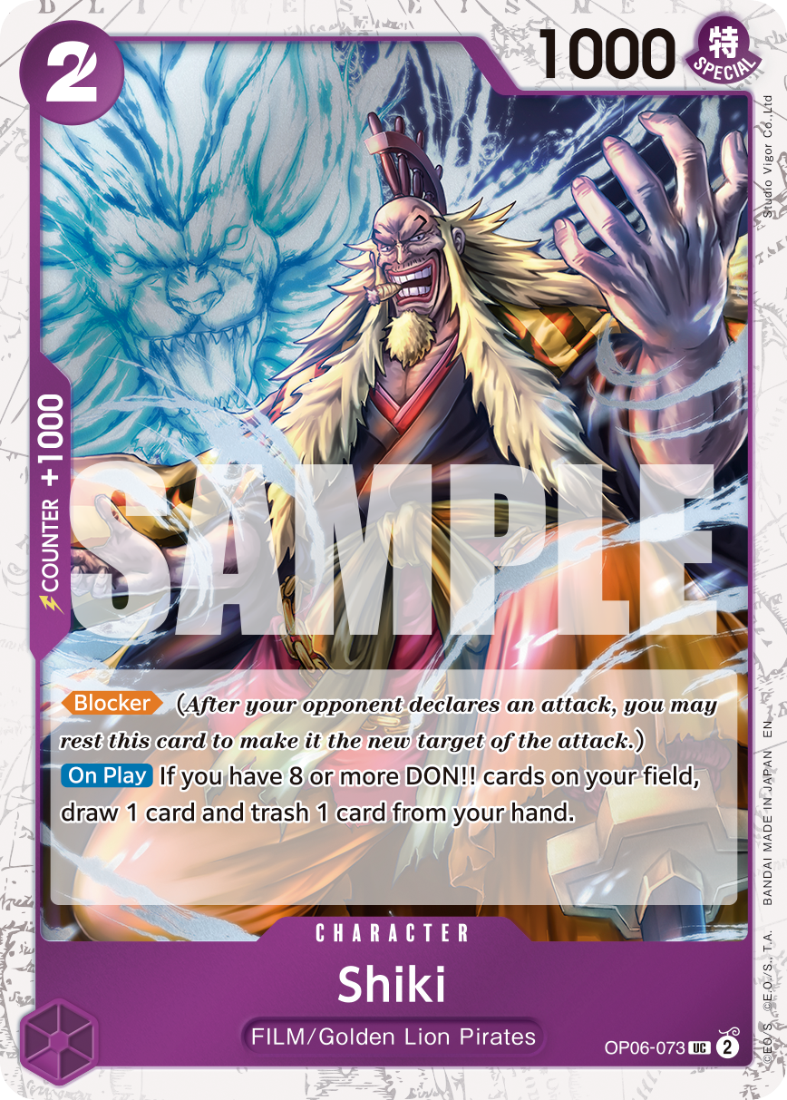 Shiki OP06-073, the UC printing from OP-06 of the One Piece Card Game