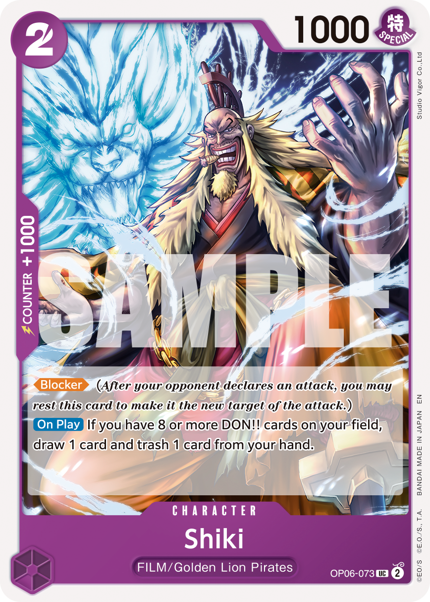 Shiki OP06-073, the UC printing from OP-06 of the One Piece Card Game