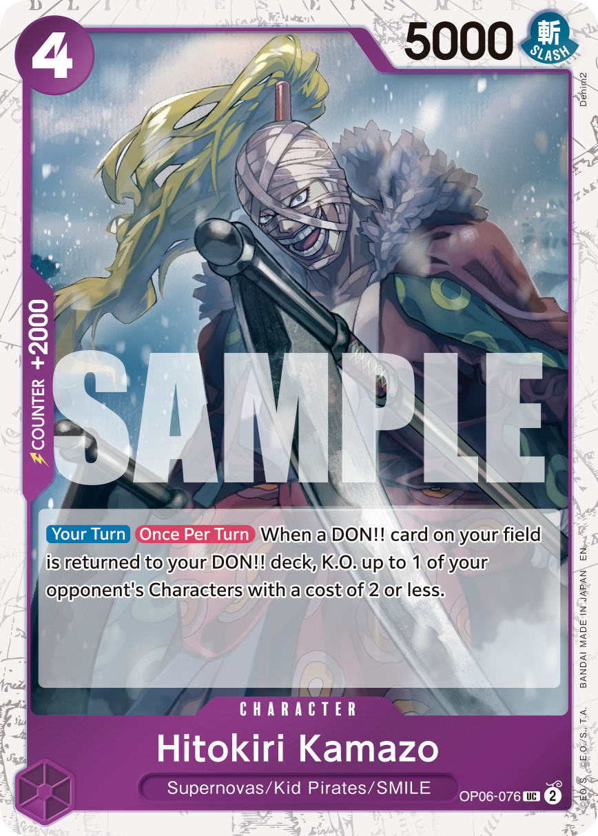 Hitokiri Kamazo OP06-076, the UC printing from OP-06 of the One Piece Card Game