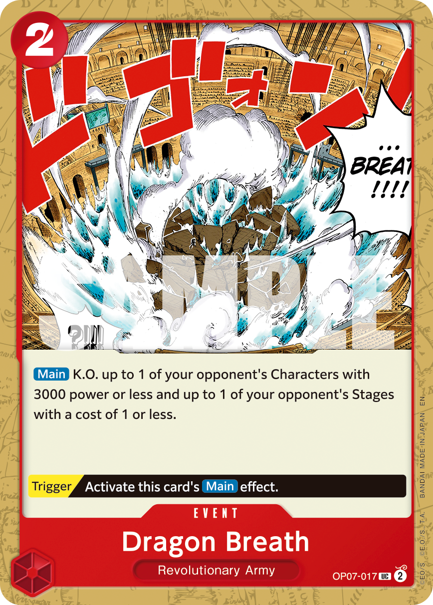Dragon Breath OP07-017, the UC printing from OP-07 of the One Piece Card Game